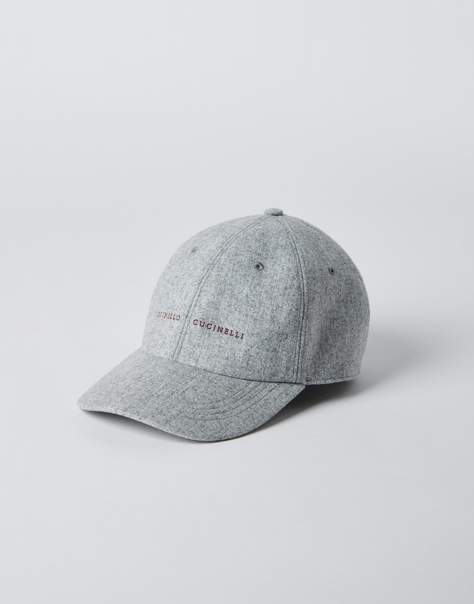 Virgin wool flannel baseball cap with embroidery - 1