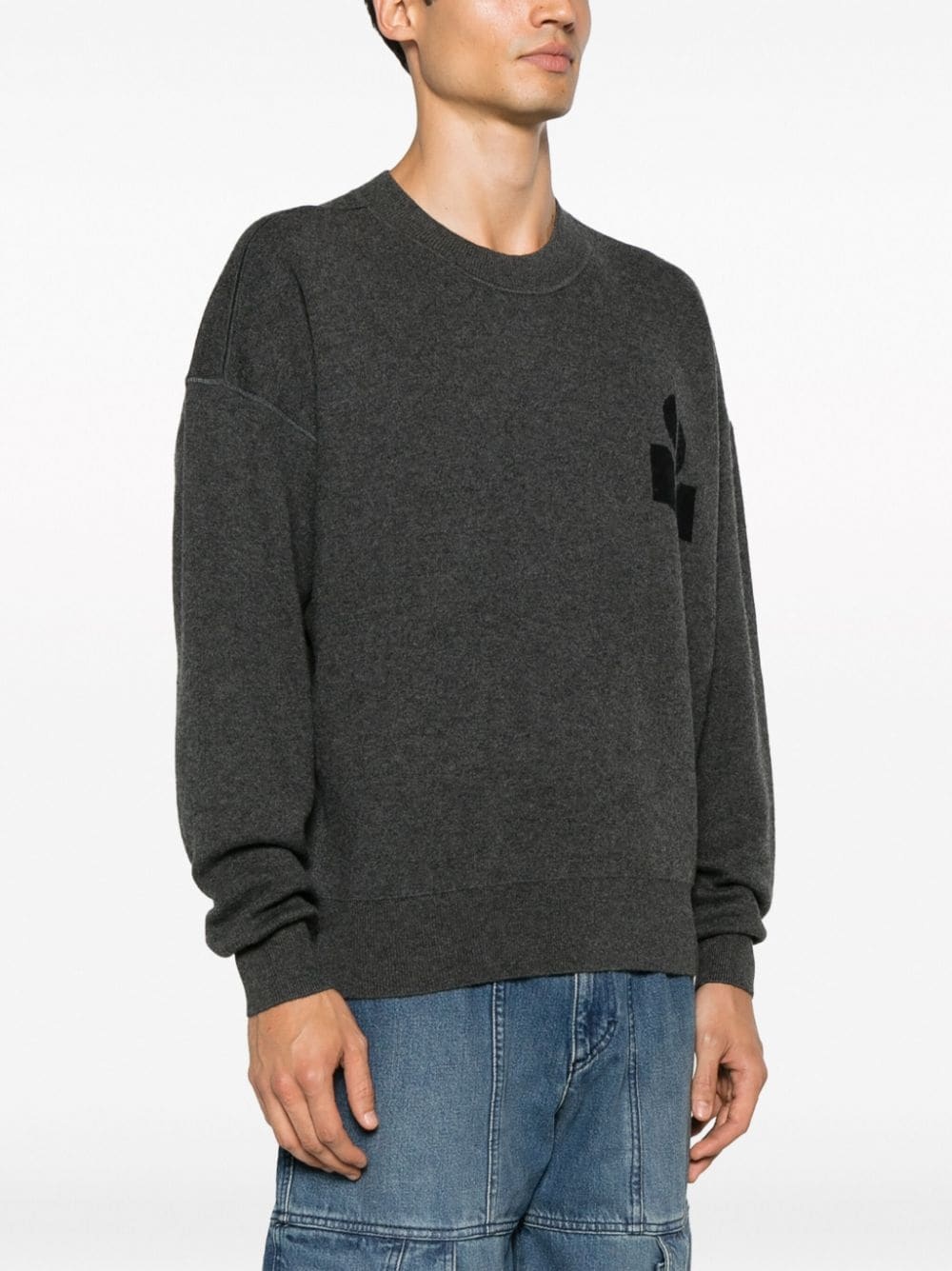 logo-intarsia fine-knit jumper - 3