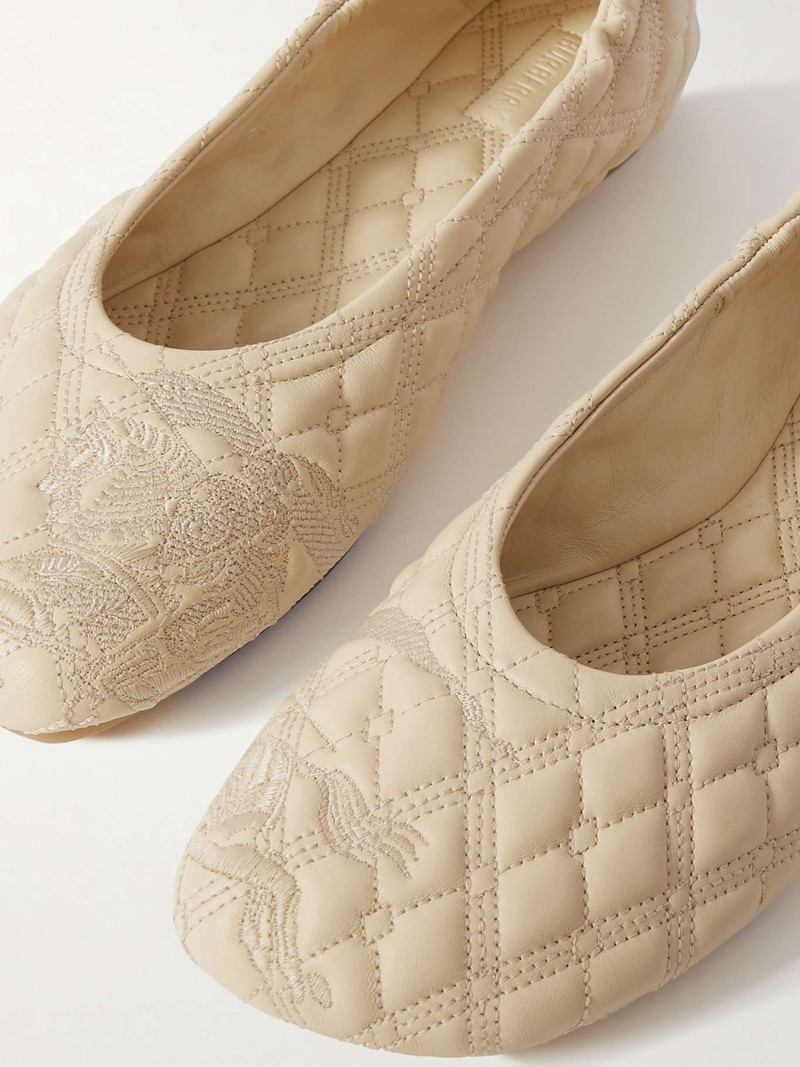 Embroidered quilted leather ballet flats Neutral 5