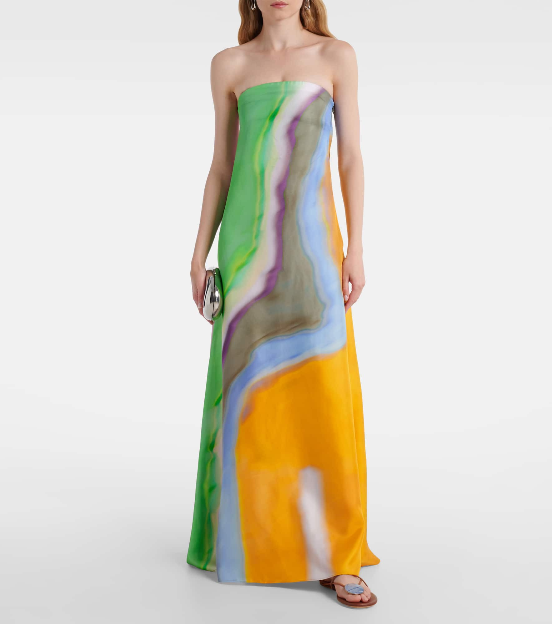 Printed silk satin maxi dress - 2