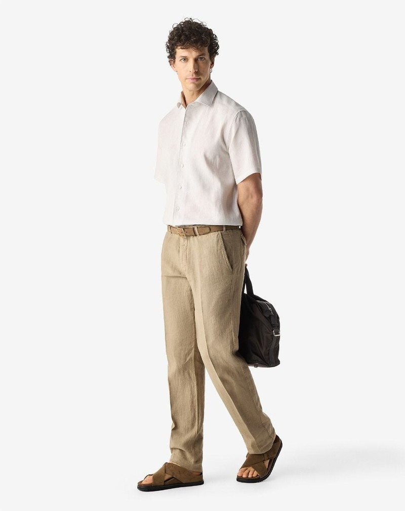 CORNELIANI Beige pure linen trousers outlook