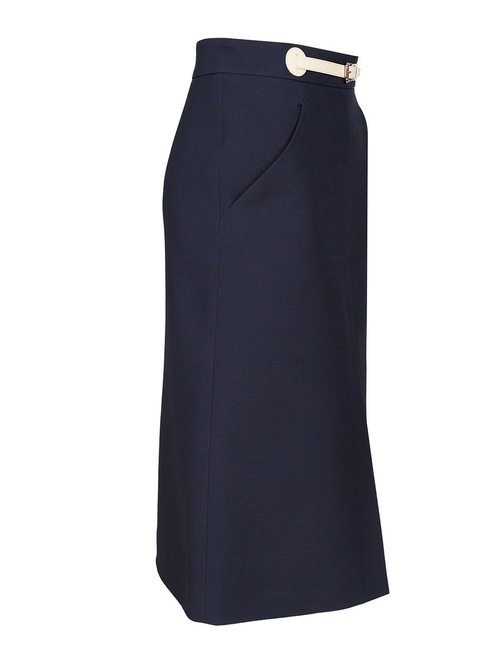 Skirt - With Leather Details | Solid | Crepe Couture Skirts Blue - 3