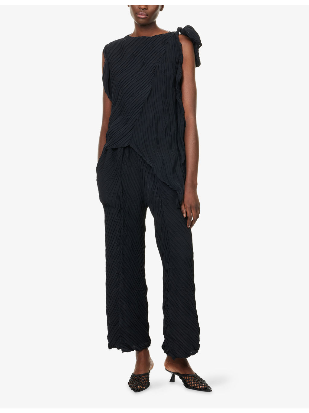 Asymmetric One-Shoulder Knitted Top - 2