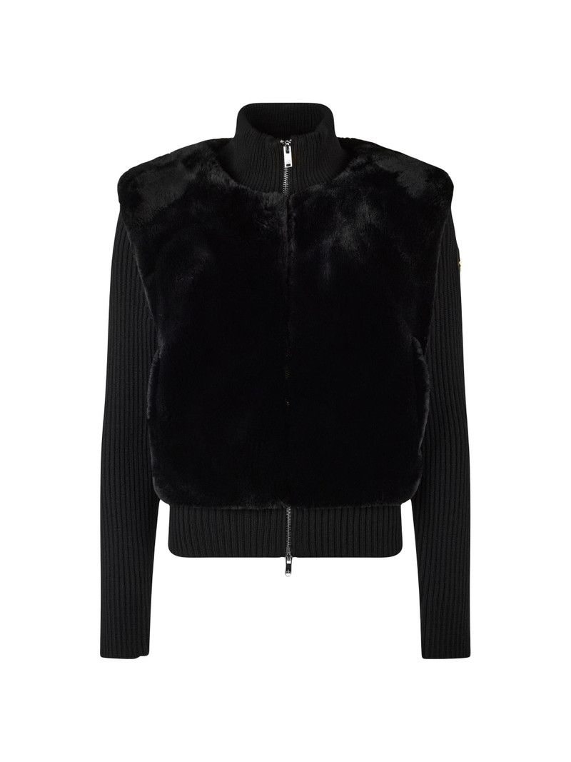 Women's Dua Bunny Faux Fur Zip Sweater - Black 1