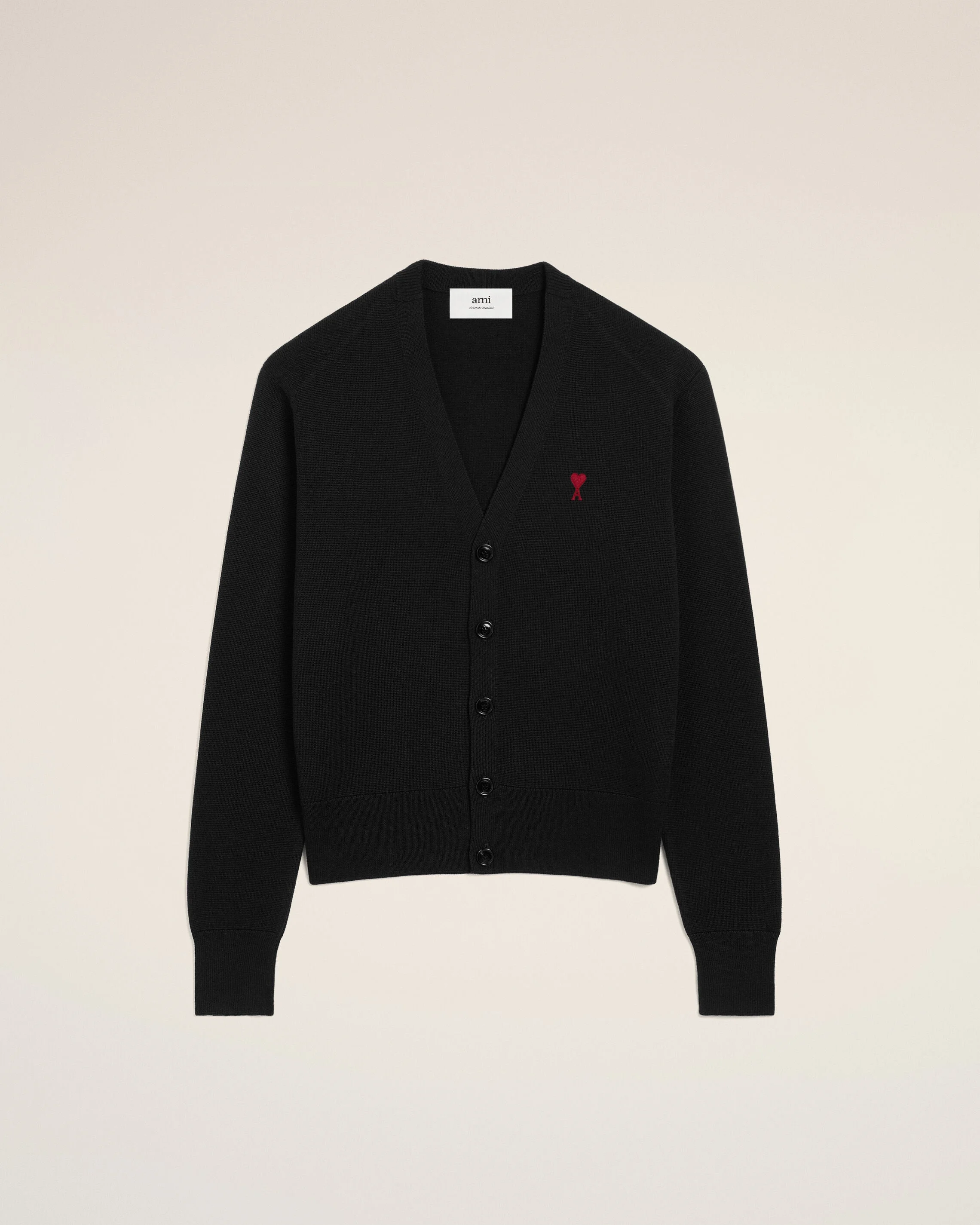 BLACK WOOL AMI DE COEUR CARDIGAN - 1