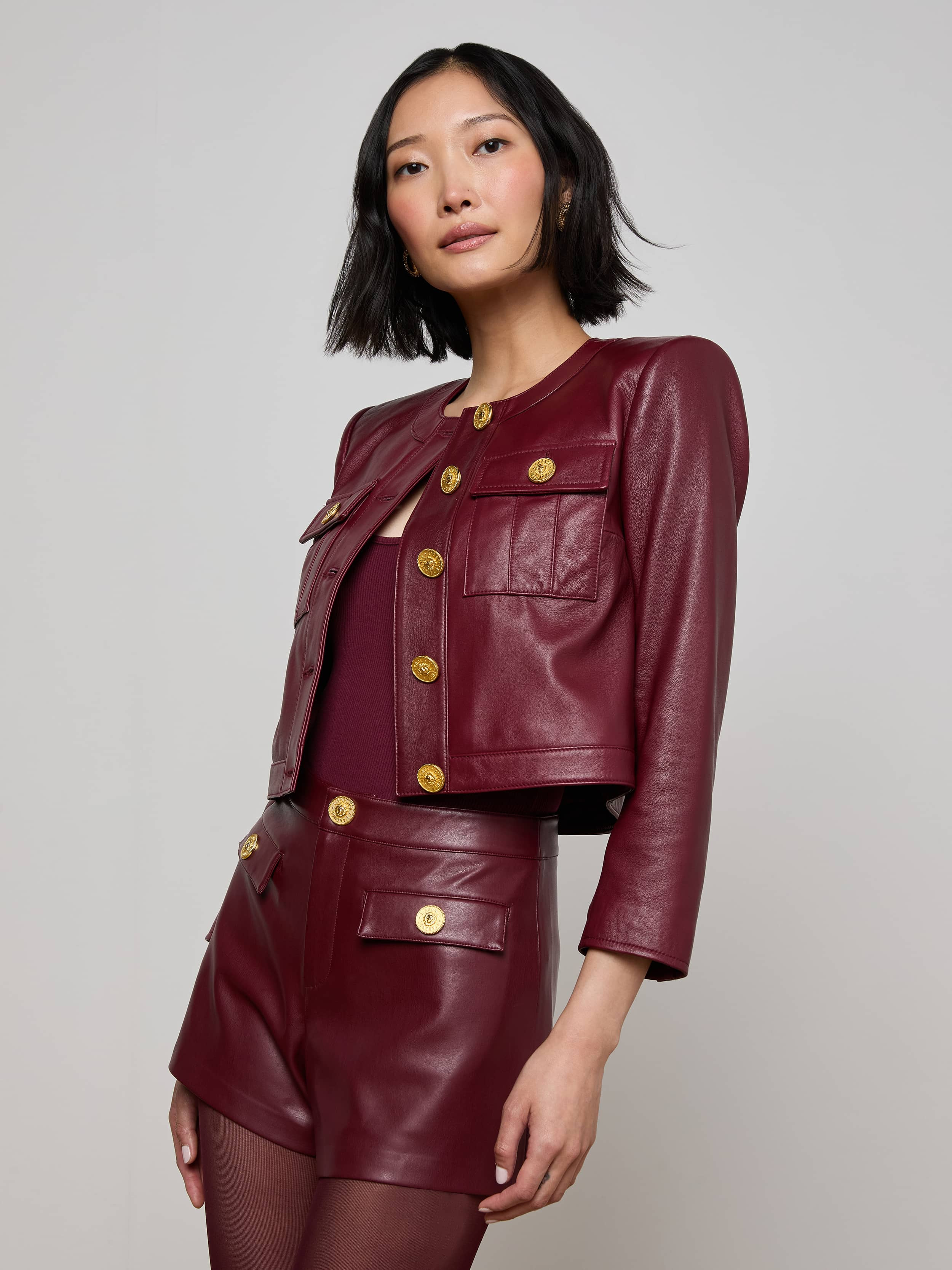 Deidra Cropped Leather Jacket - 3
