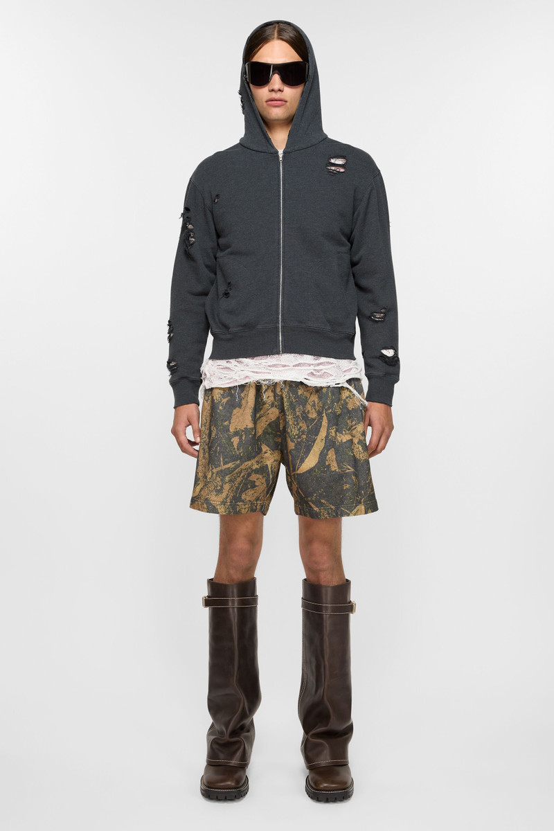 Acne Studios Printed fleece shorts - Mud brown camo outlook