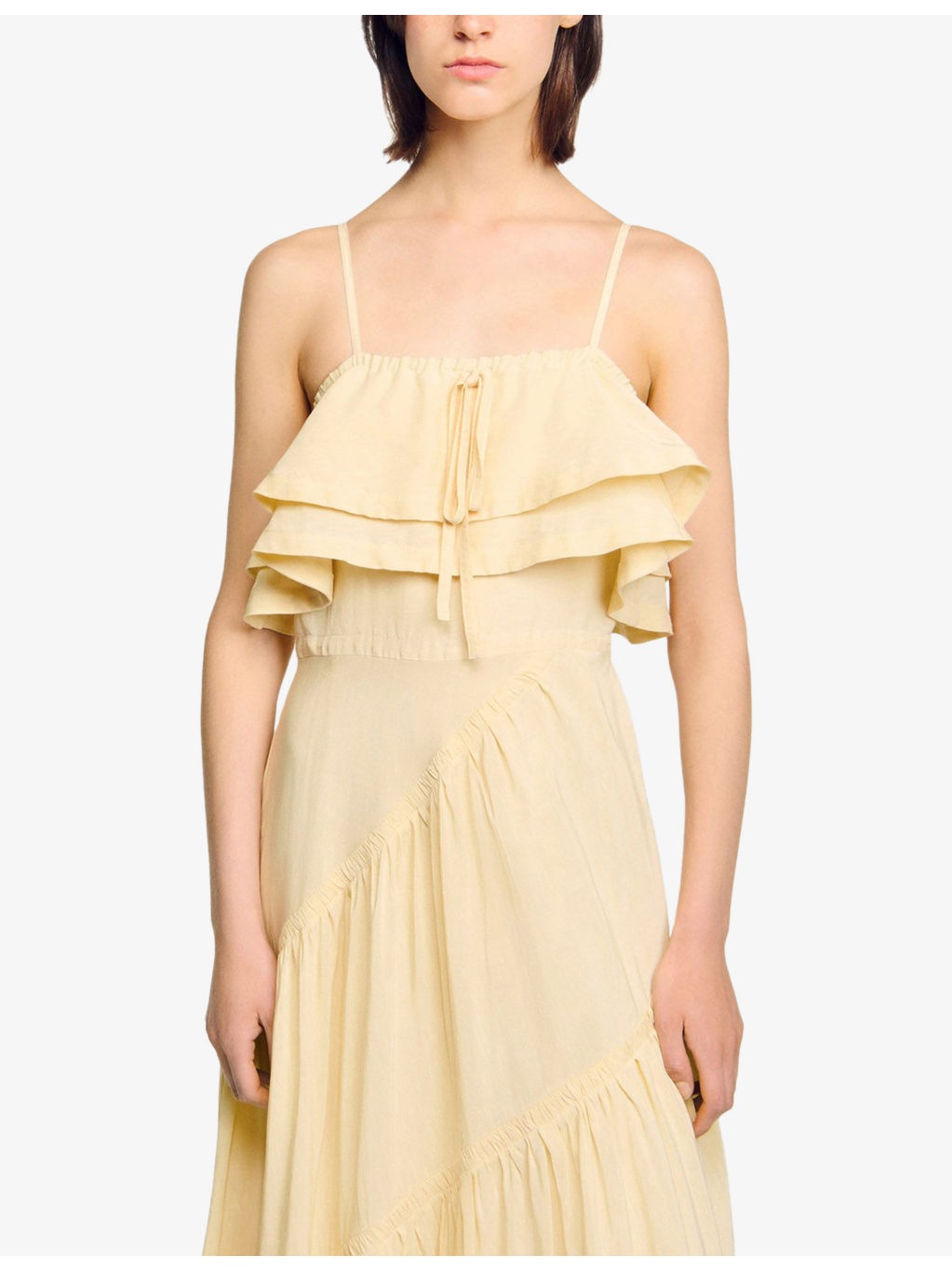Ruffled Sleeveless Linen-Blend Maxi Dress - 3