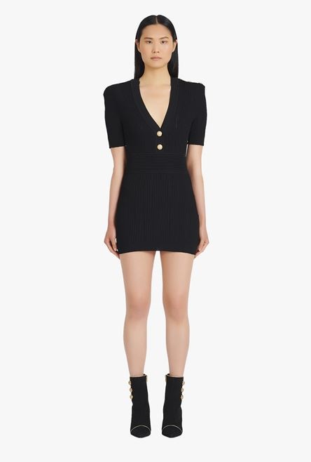 Short black eco-designed knit dress - 4