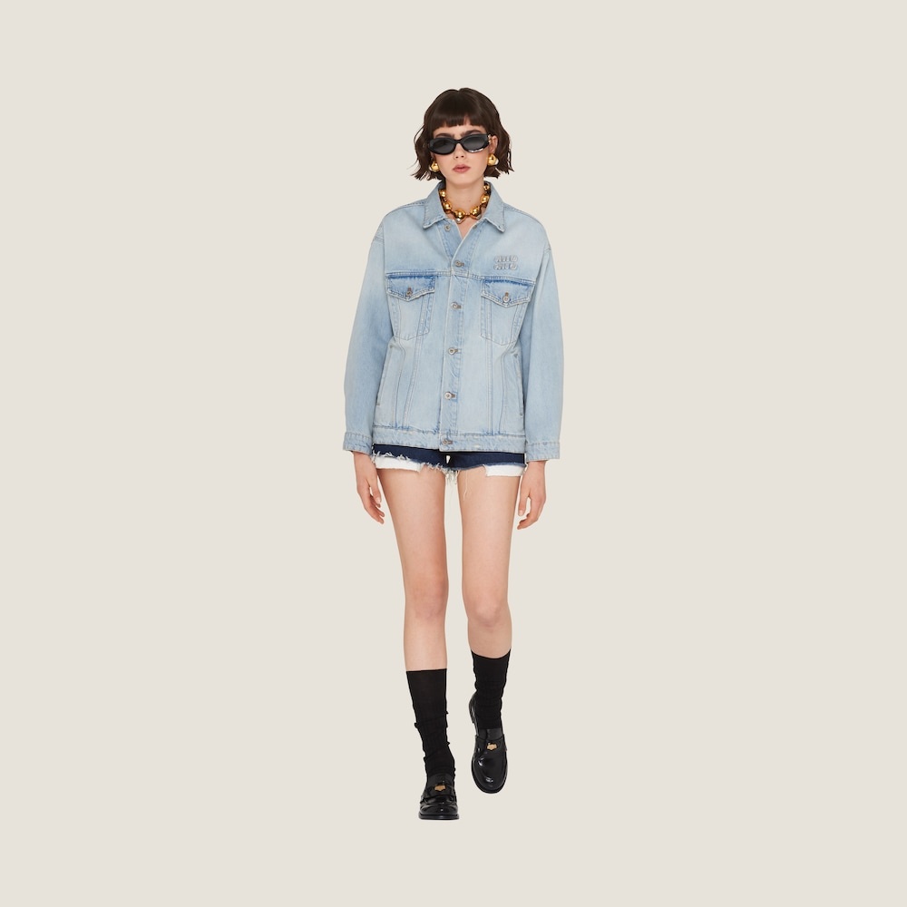 Embroidered denim blouson jacket - 1