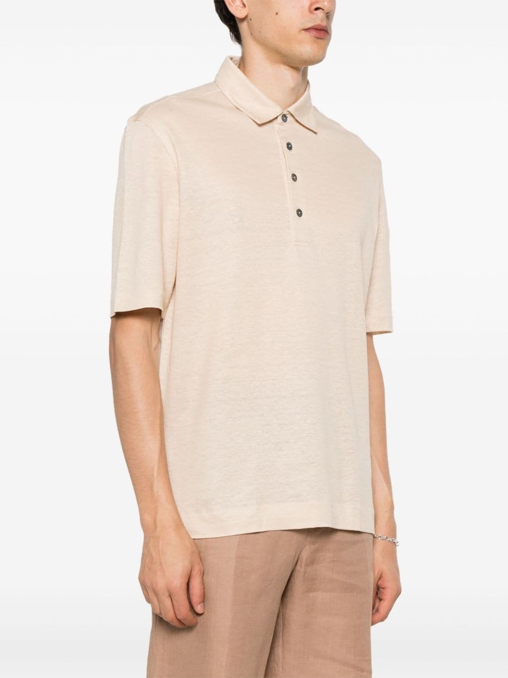 short-sleeve linen polo shirt - 3
