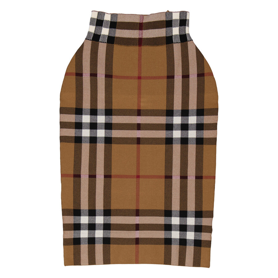 Burberry Birch Brown Check Jacquard Skirt - 1