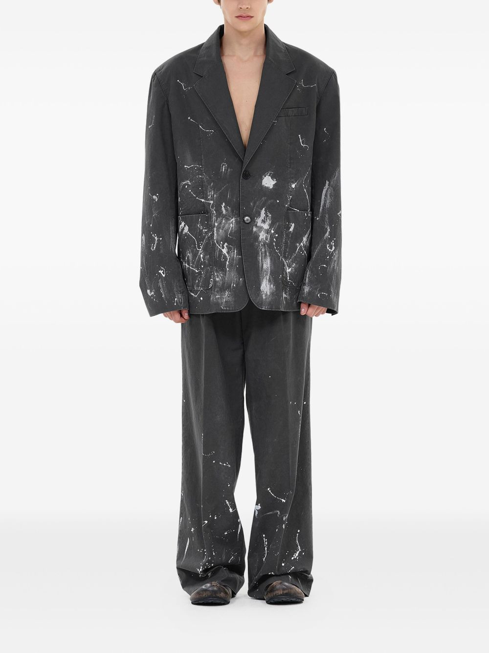 pleated paint-splatter trousers - 2