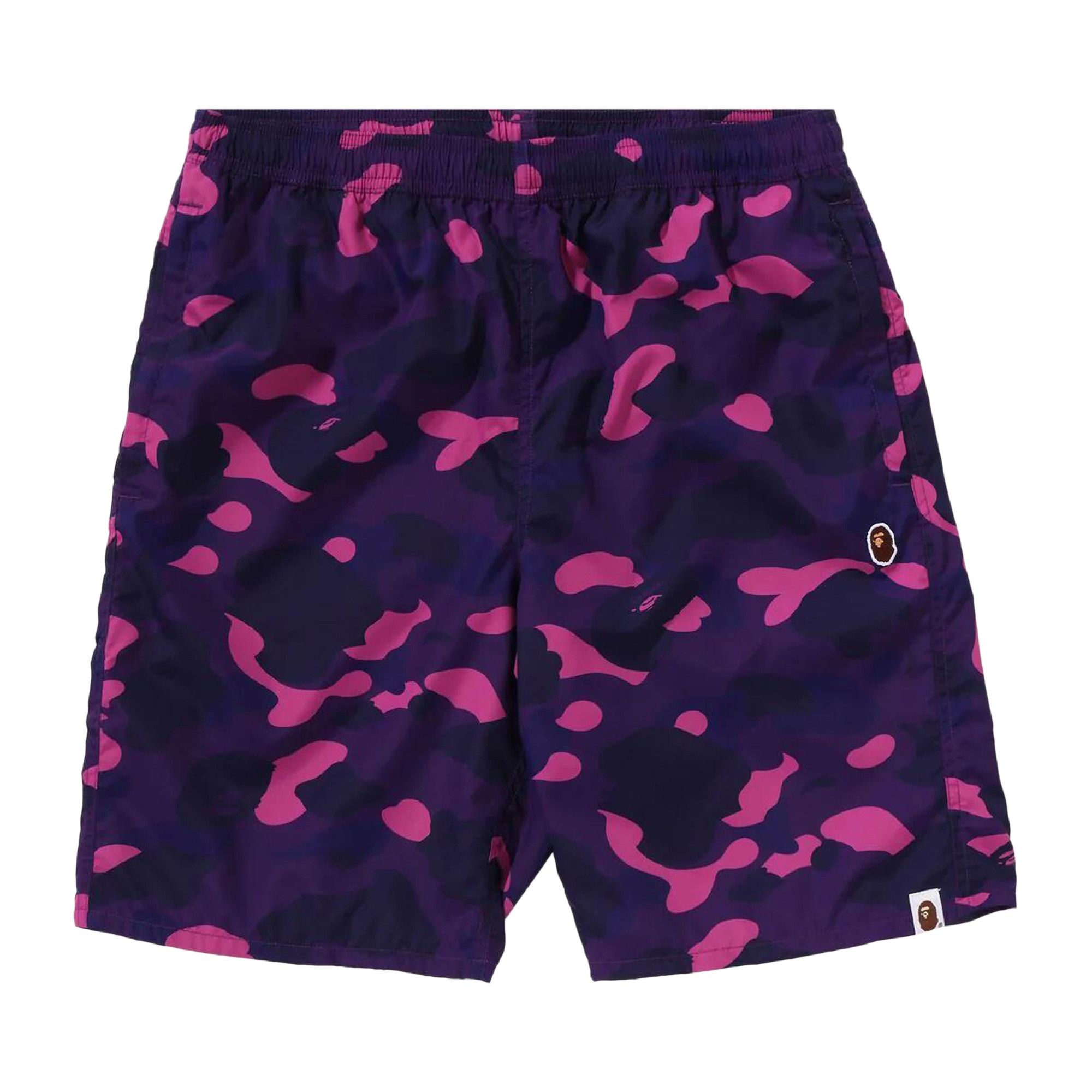 BAPE Color Camo Ape Head One Point Beach Shorts 'Purple' - 1