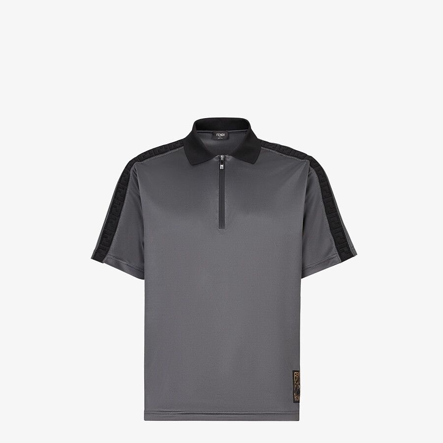 Gray fabric polo shirt - 1