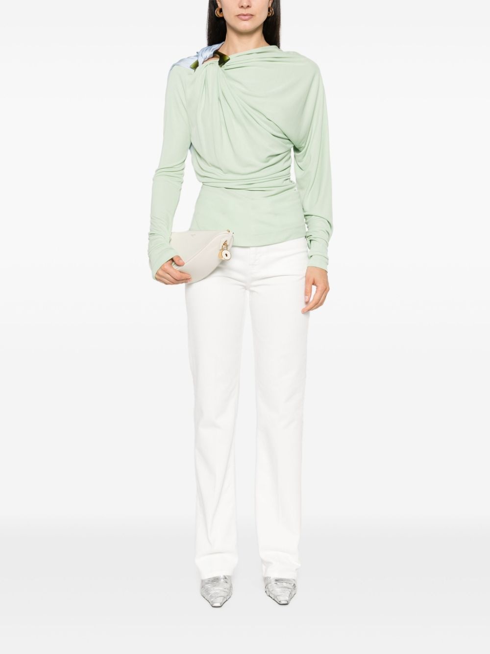 draped long-sleeve top - 2