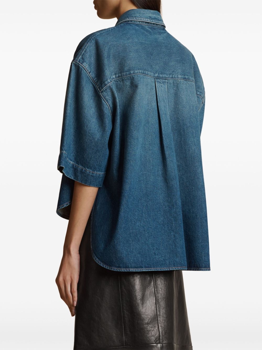 short-sleeved denim shirt - 5