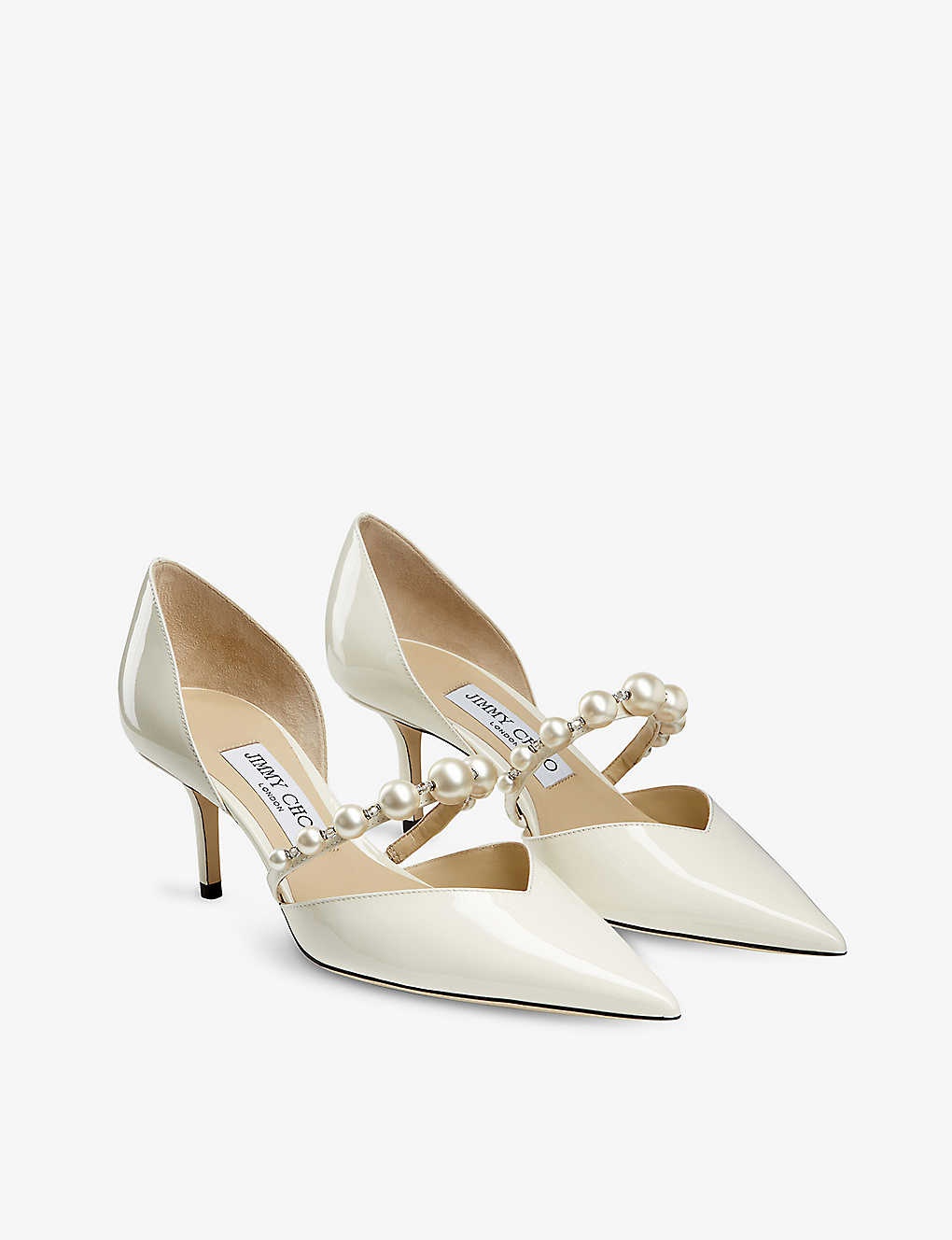 Aurelie 65 pearl-embellished patent-leather courts - 4