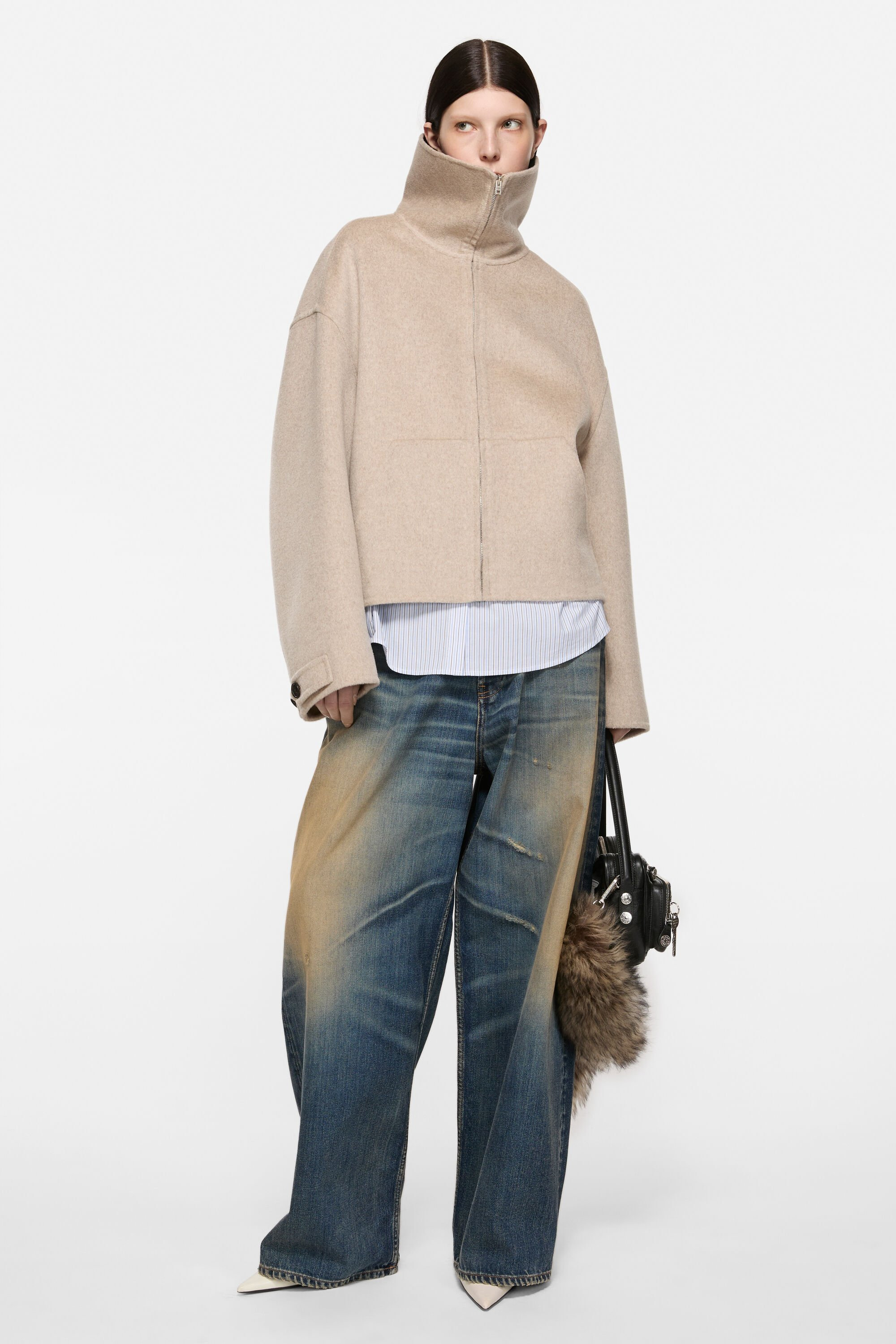Wool zip jacket - Oatmeal melange - 2