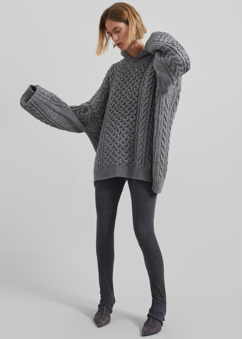 Adare Braided Knit Hoodie - Grey 6