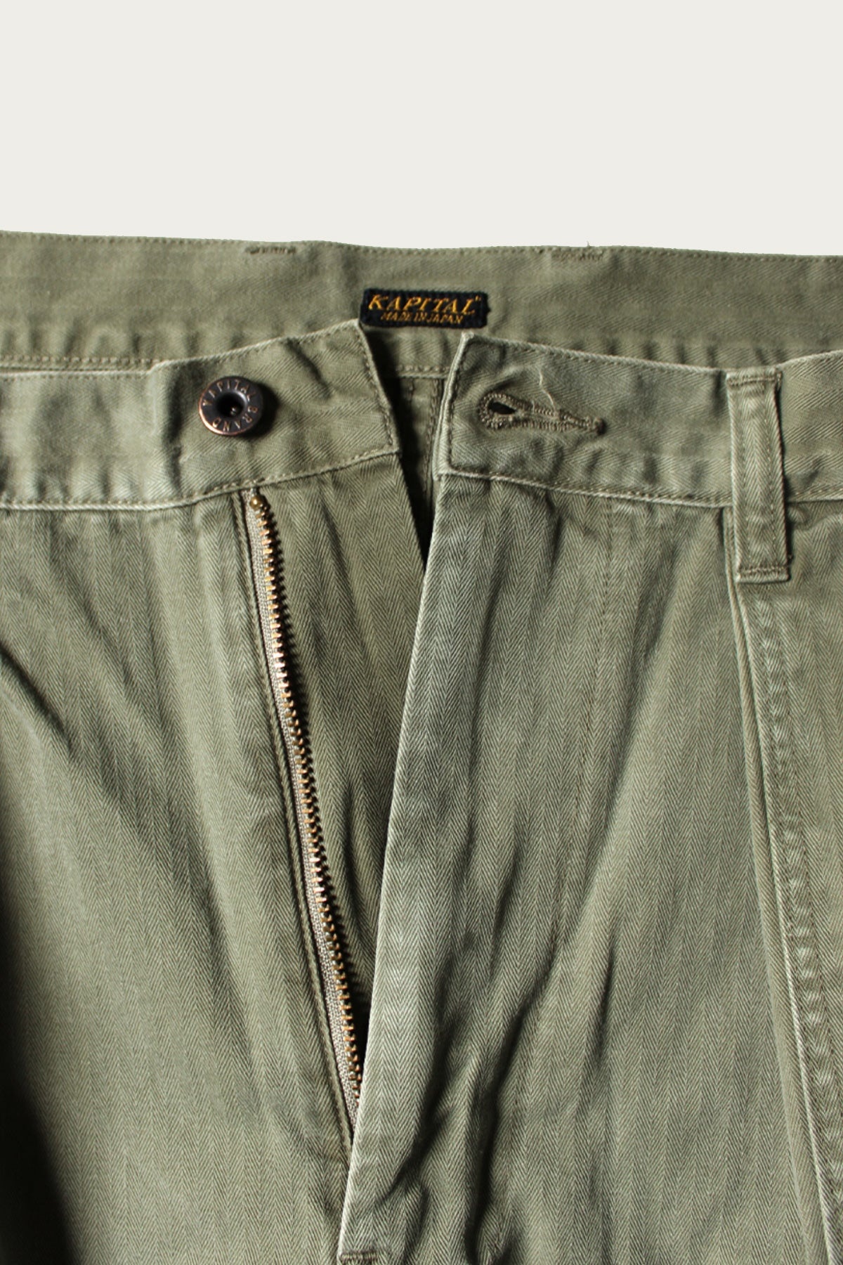 Herringbone FATIGUE Baggy Pants - Khaki - 4