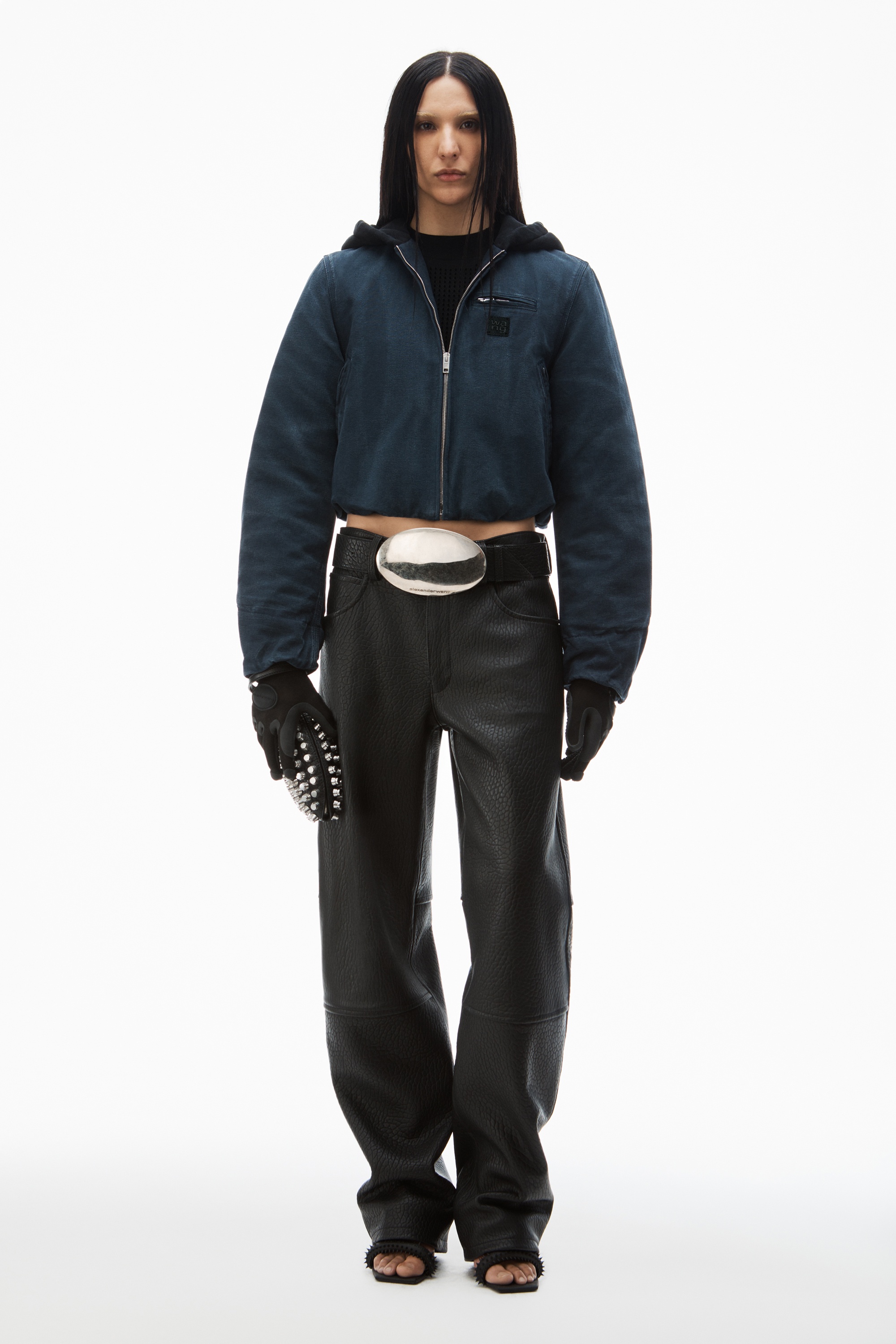 padded zip-up hoodie jacket in cotton canvas - 2