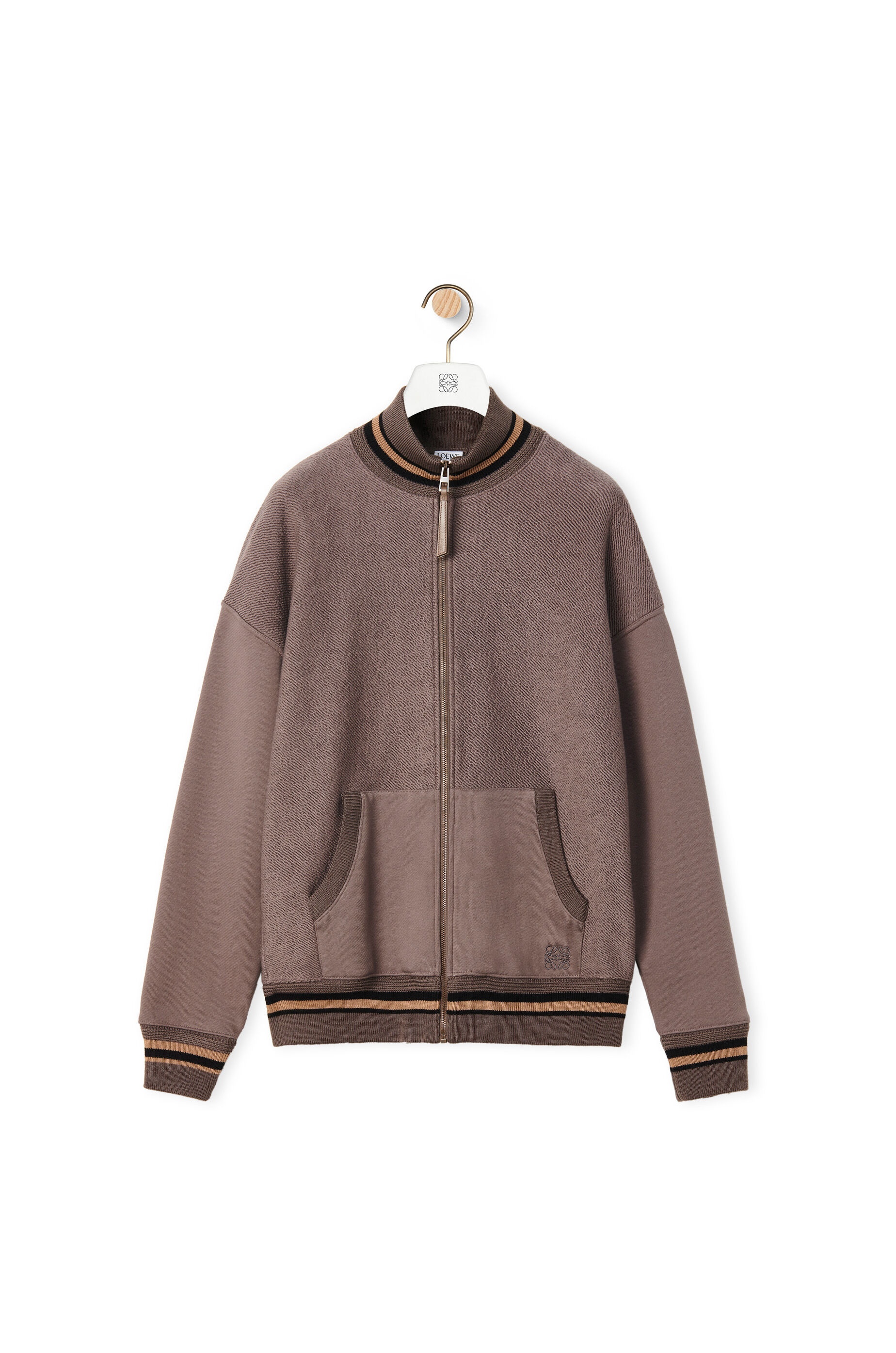 Zip-up ribbed jacket in cotton - 1