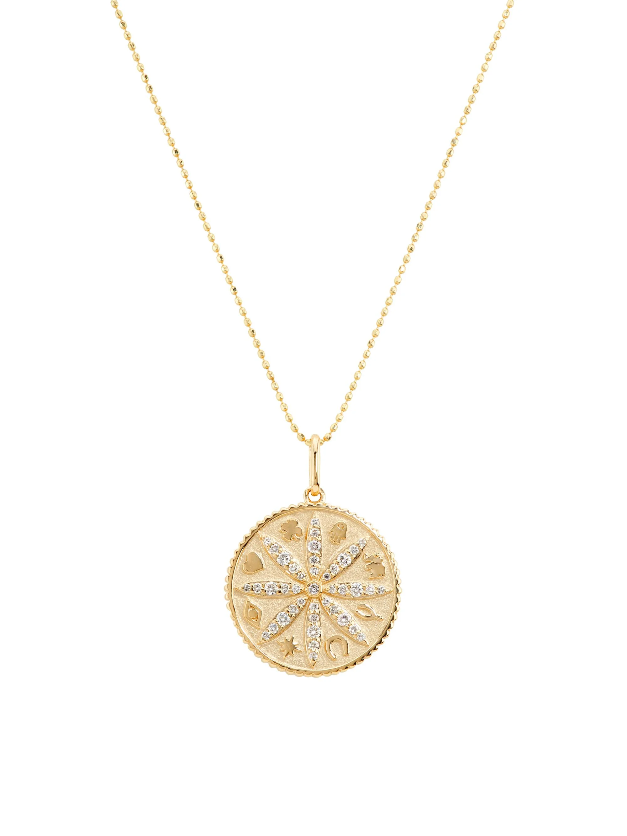 Women's Under The Sea Small 14K Yellow Gold & 0.298 TCW Diamond Sand Dollar Coin Necklace - Yellow G - 1