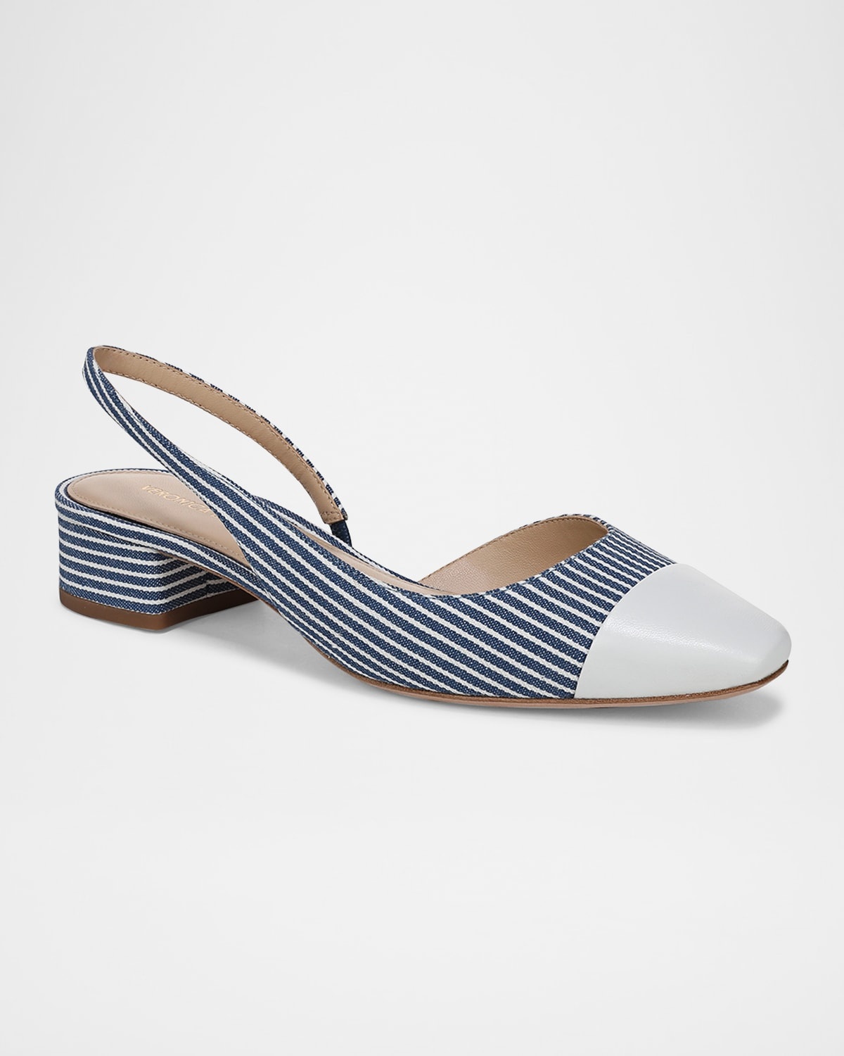 Cecile Stripe Slingback Ballerina Pumps - 2