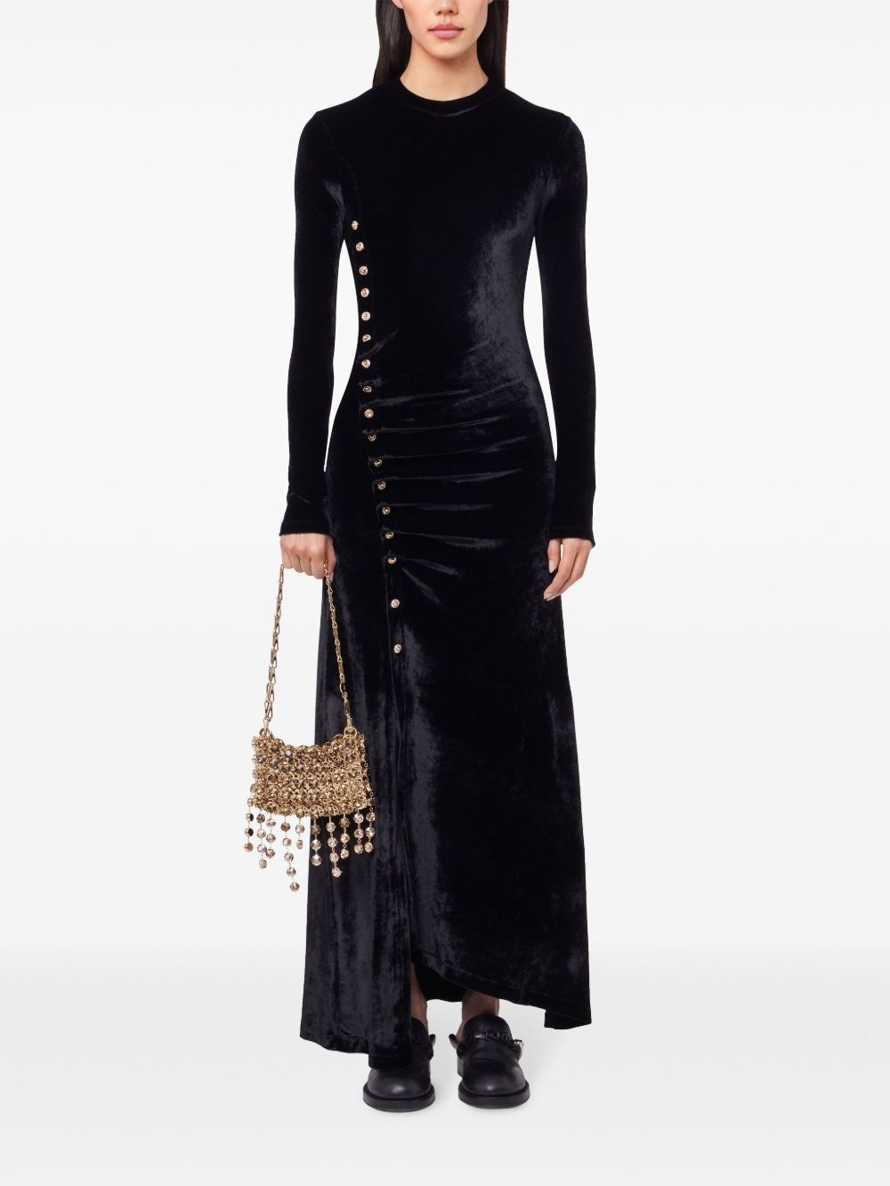 draped velvet maxi dress - 2