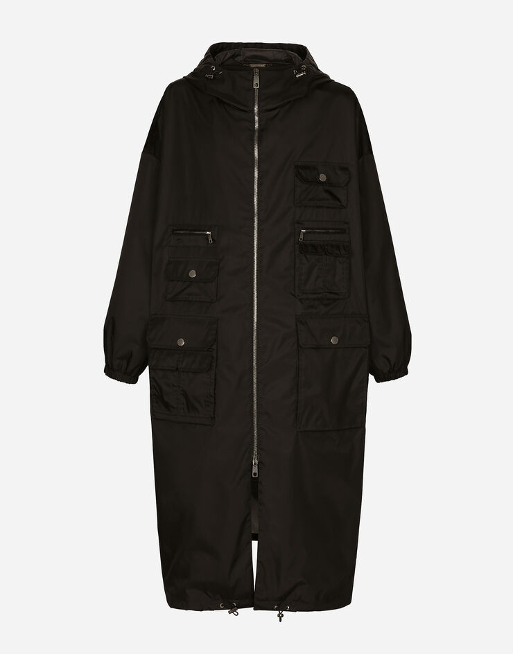 Multi-pocket nylon trench coat - 1