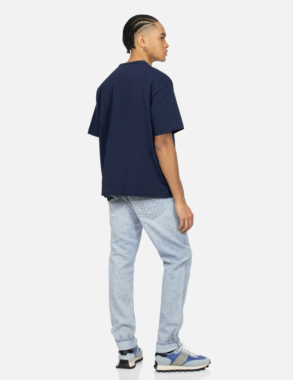 Patchwork Effect and Sashiko Carrot Fit Denim Jeans #2017 - 3