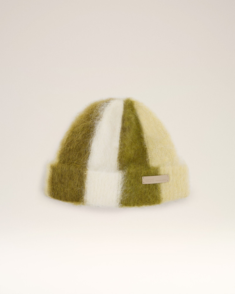GREEN ALPACA STRIPED AMI DE COEUR BEANIE 1