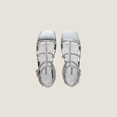 Miu Miu Metallic technical fabric sandals outlook