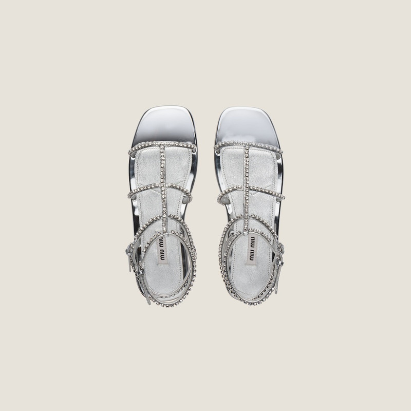 Miu Miu Metallic technical fabric sandals outlook
