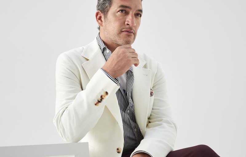 Carded wool, cashmere and silk diagonal deconstructed blazer with patch pockets 6