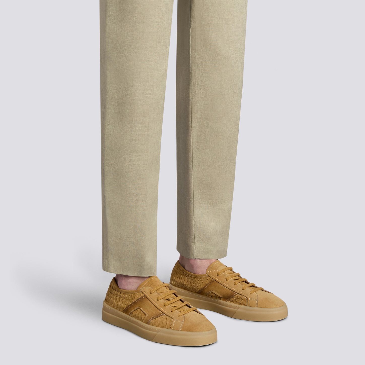 Men's light brown woven suede Double Buckle Sneaker - 2