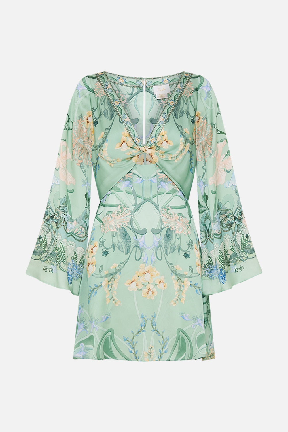 LONG SLEEVE TWIST SHORT DRESS - 1