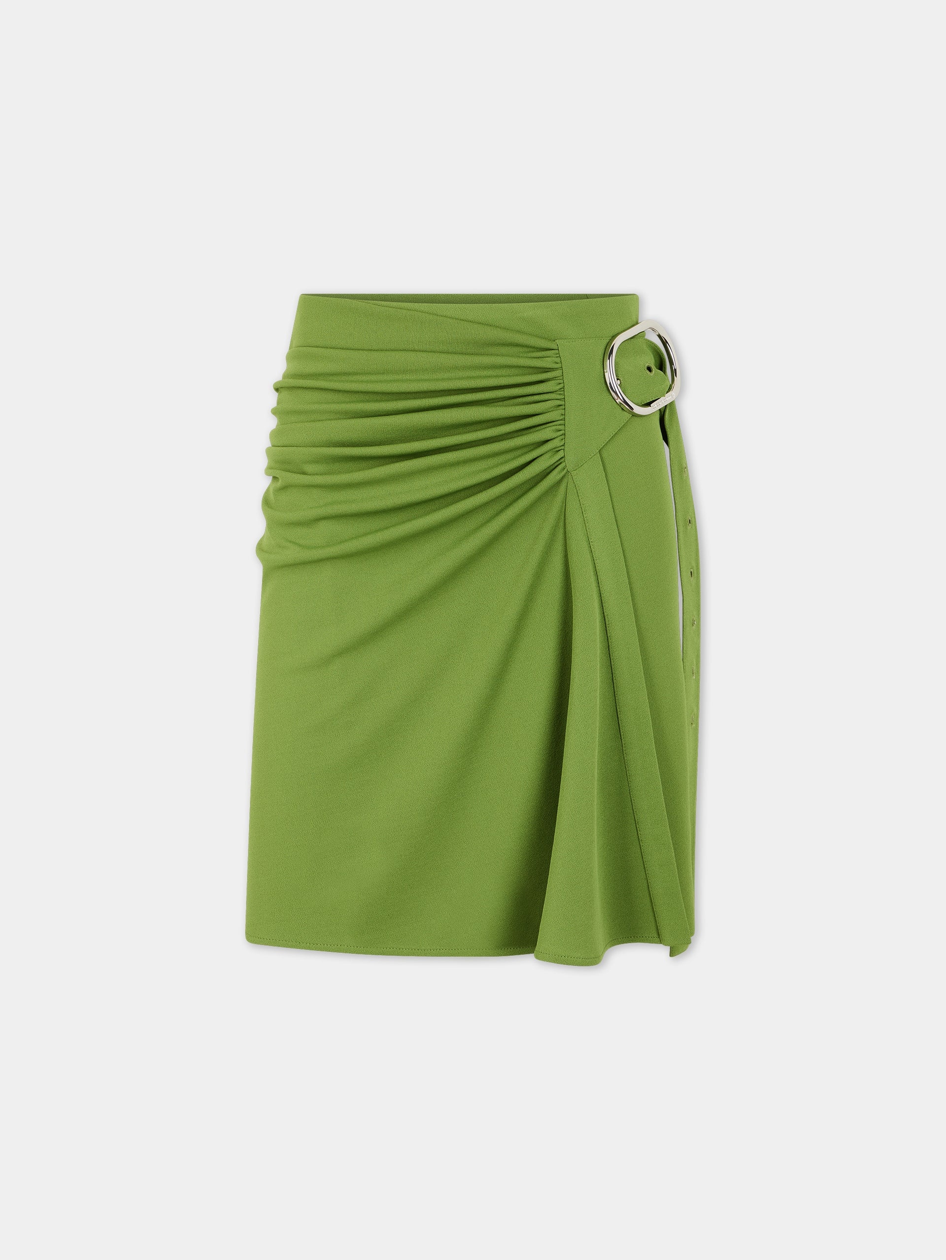 GREEN DRAPED SKIRT WITH PIERCING DETAIL - 1
