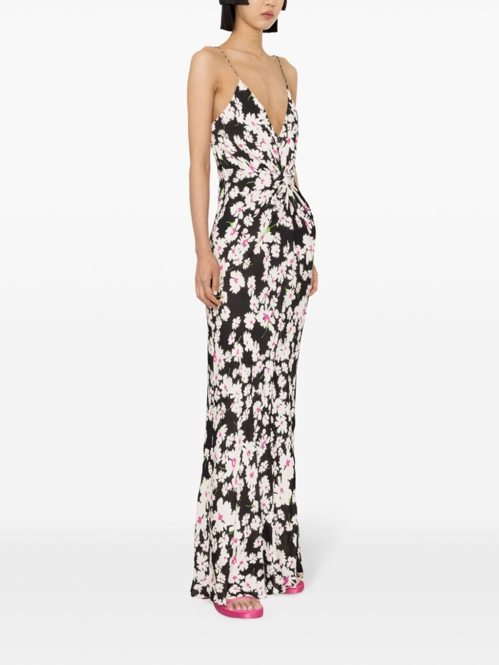 floral-print crepe maxi dress - 3