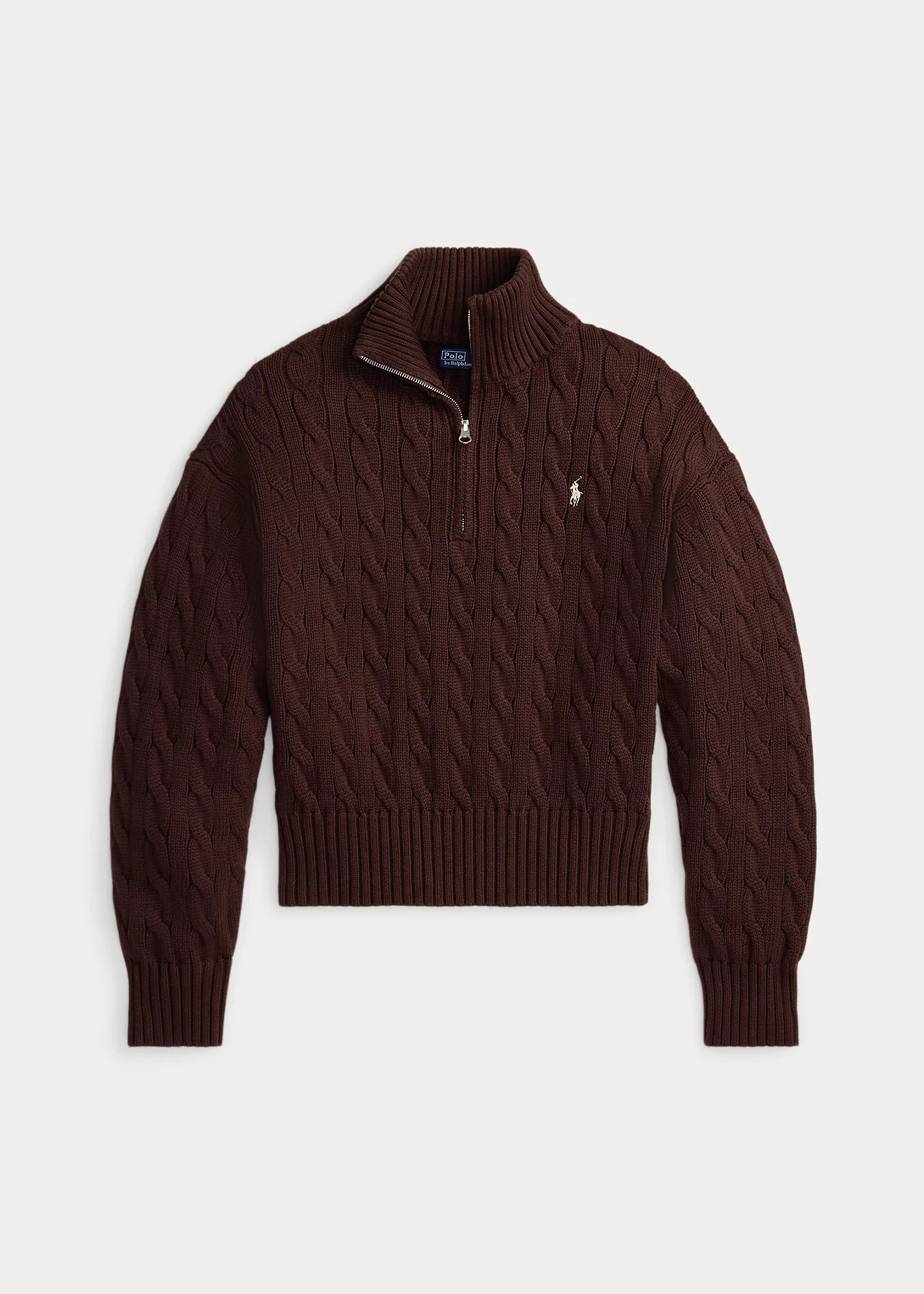 Cable-Knit Cotton Quarter-Zip Sweater - 1