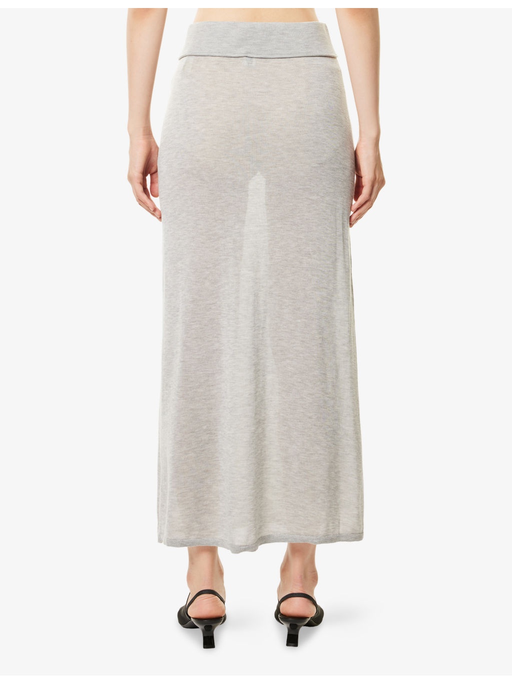 Sheer Fine-Knit Long Skirt - 4