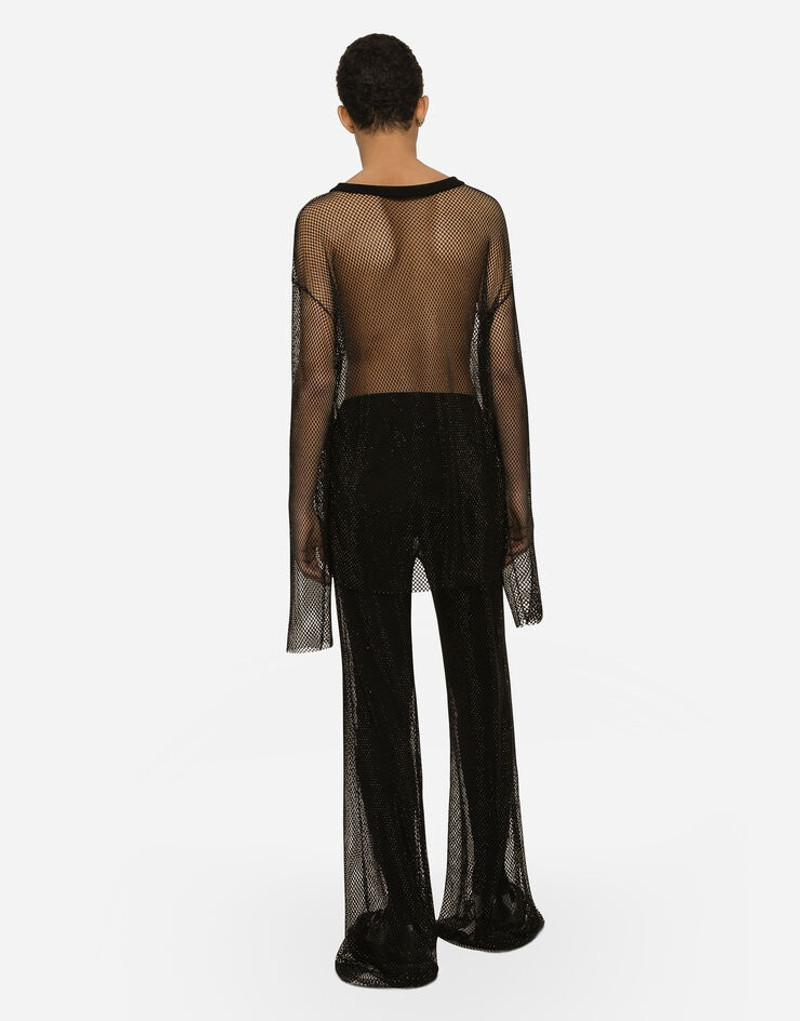 Wide-leg mesh pants with crystals 3