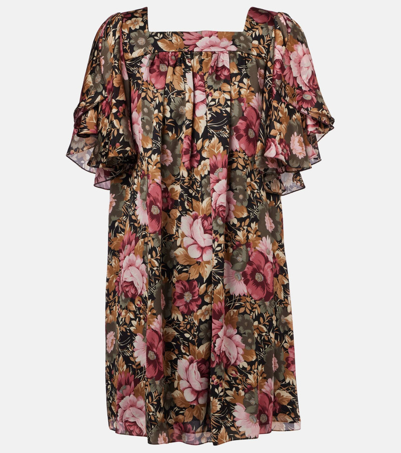 Floral silk chiffon minidress 1