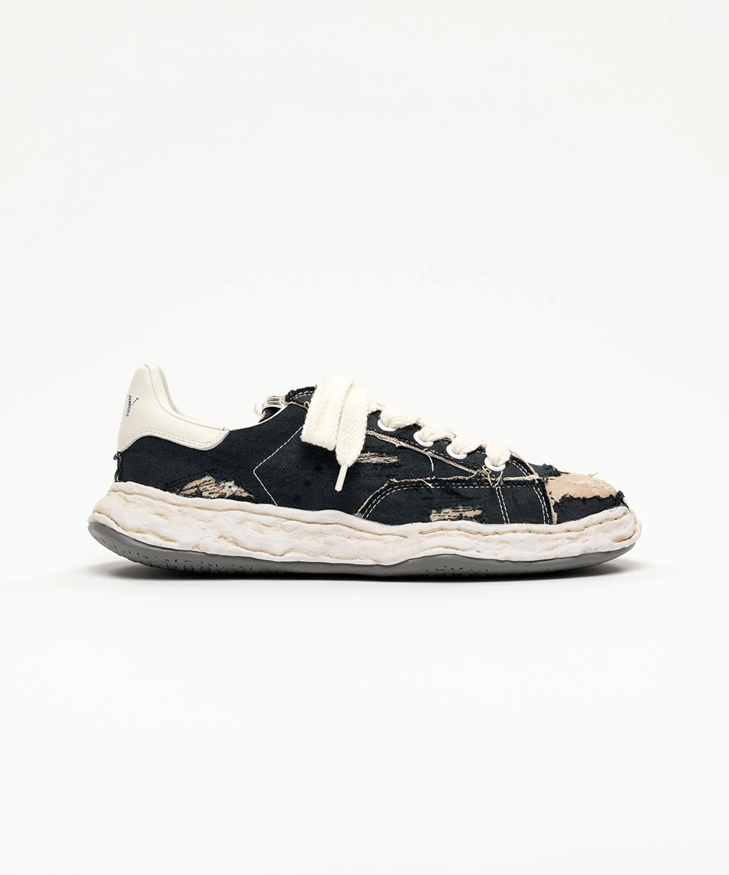 "CHARLES" OG Sole Ripped Overdye Canvas Low-top Sneaker - 1