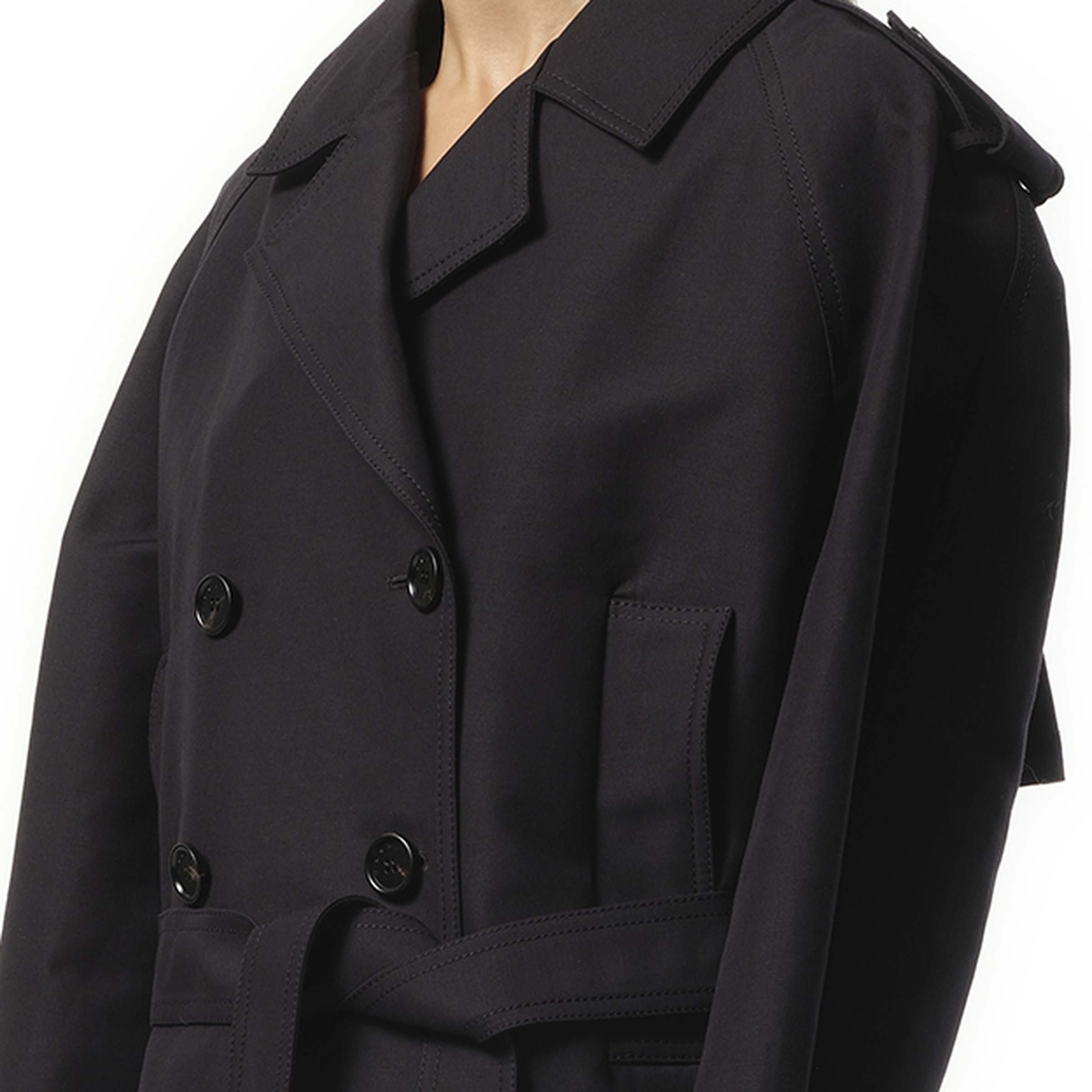 Short Trench Coat in Black - 3