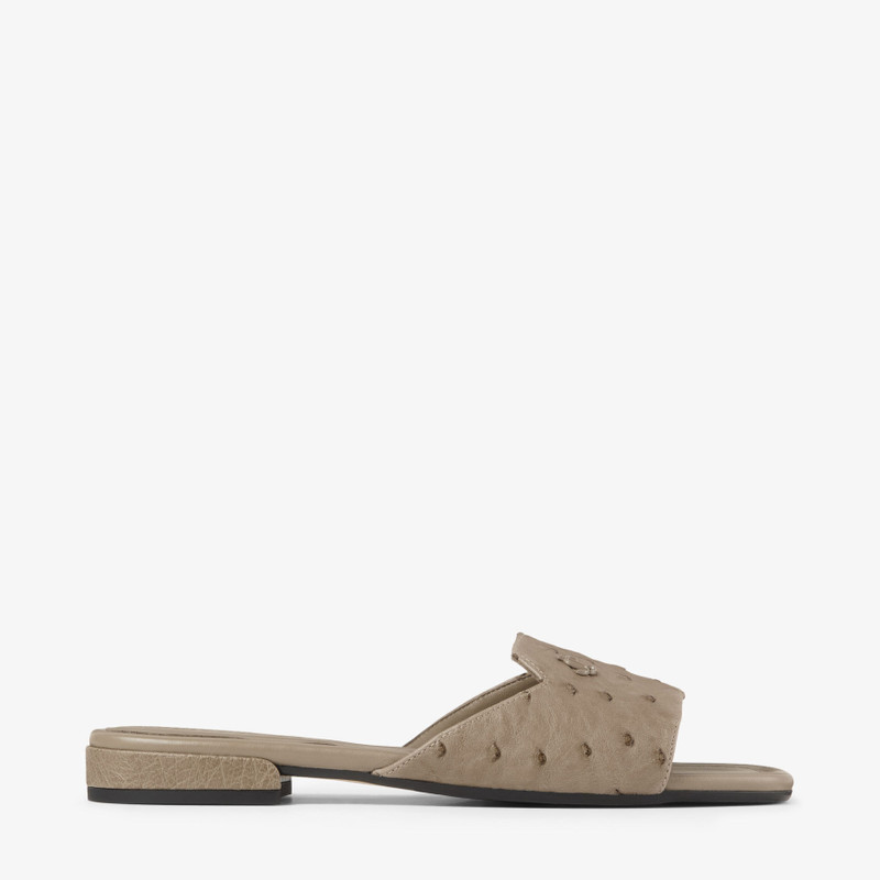 Dina Flat Taupe Ostrich Leather Flats 1