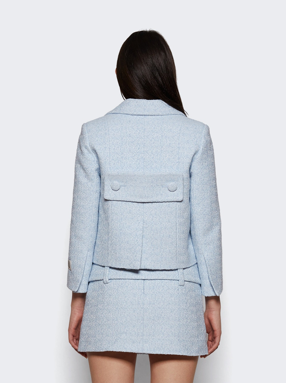 Short Tailored Jacket In Lightweight Organic Cotton Tweed Skylight Blue - 4