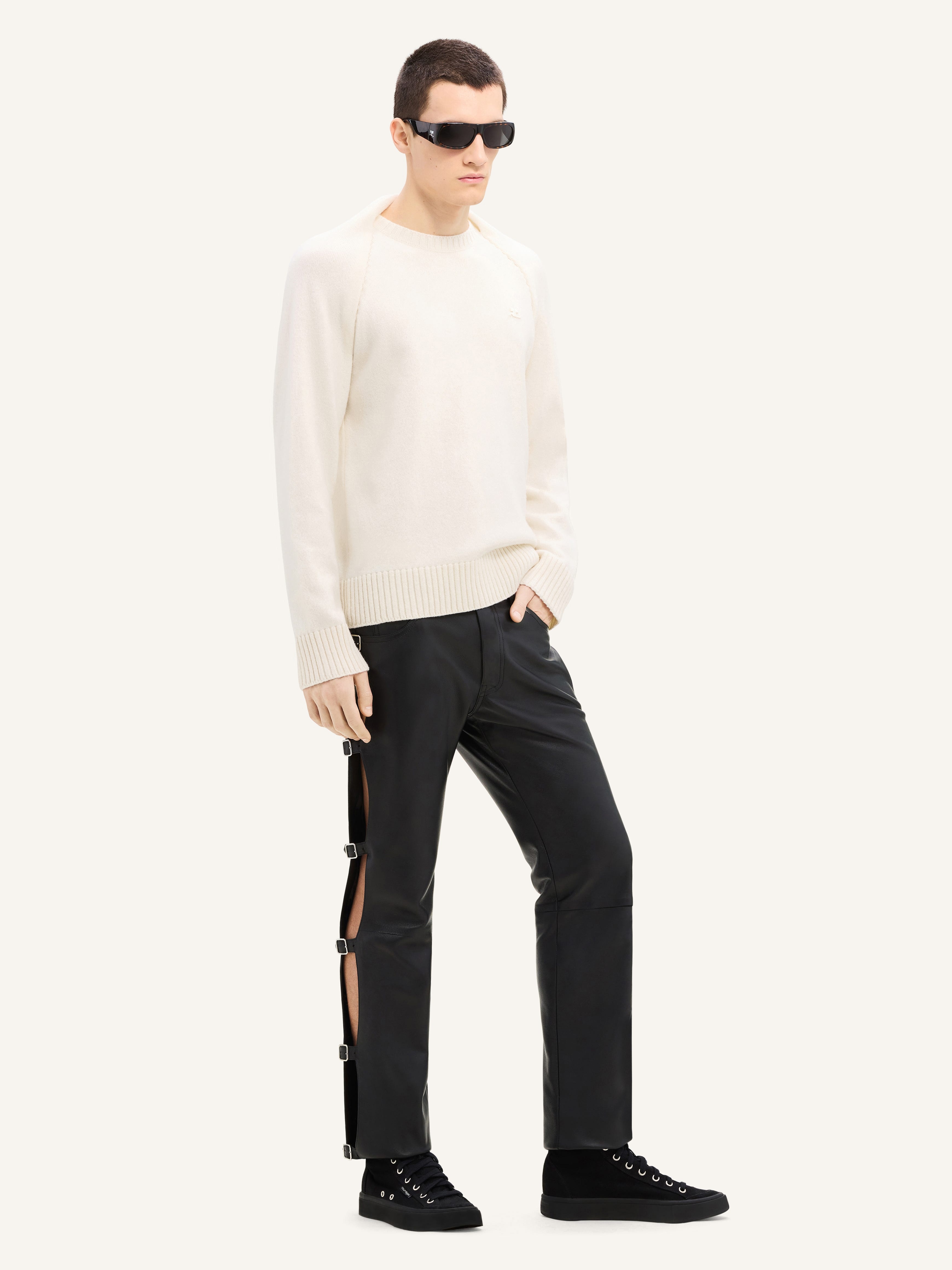 WOOL SWEATER WITH DRAP BEHIND THE BACK - 4