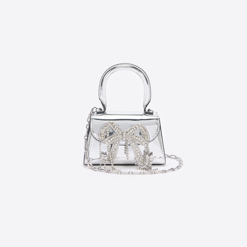 Silver Metallic Micro Embellished Bow Bag 4